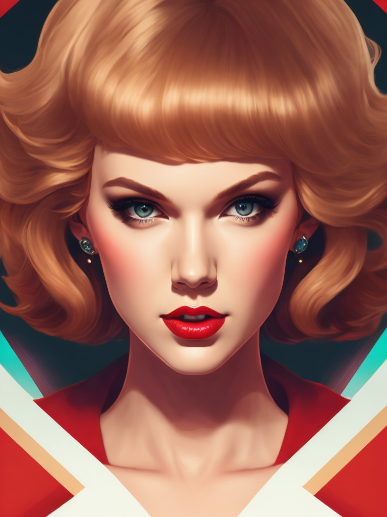 Twin peaks poster art of taylor swift cheerleader, retro half portrait by stanley artgerm, dramatic lighting, ilya kuvshinov, trending on artstation, flat color, gradient filter, pleasing tone colors, art deco patterns