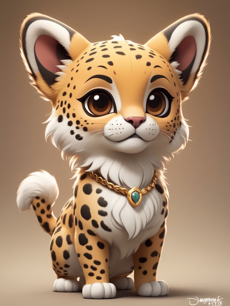 cute, fluffy, jaguar, full view, chibi style, disney style, cartoon style, pixar style,