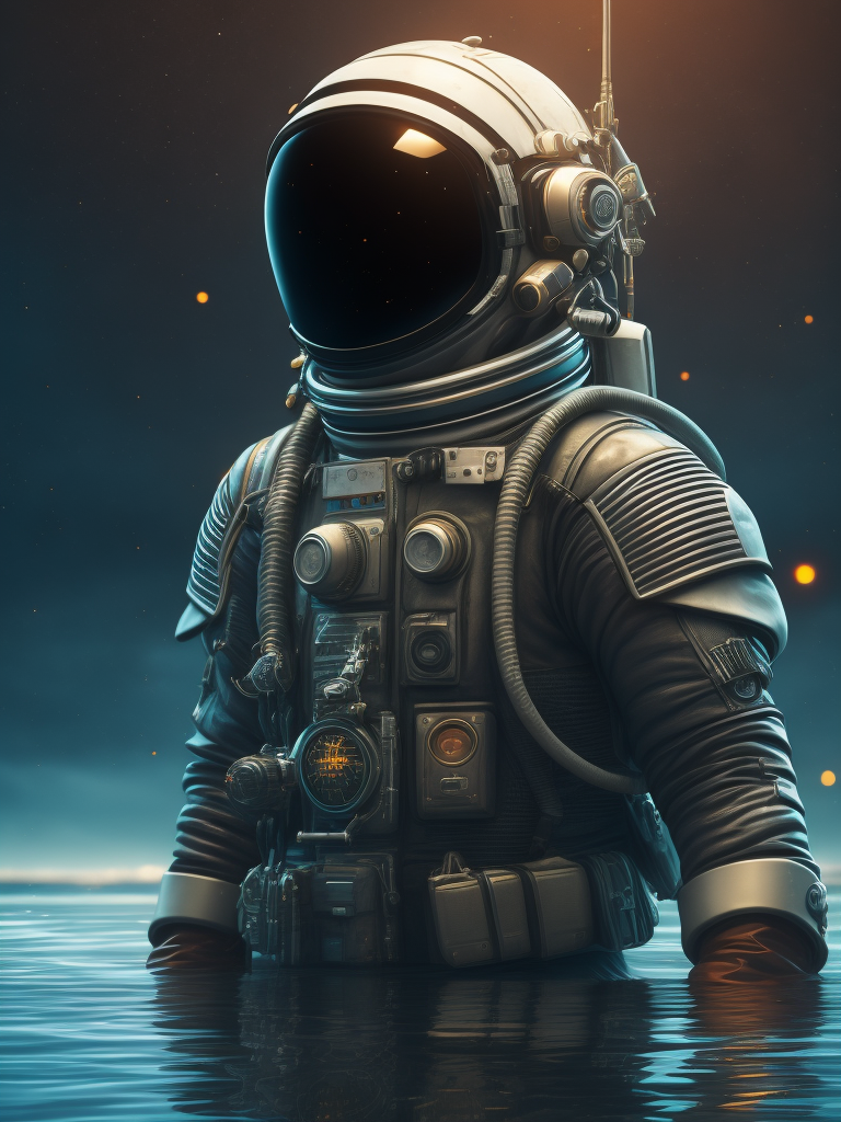 Astronaut in the ocean, daft punk style, photorealistic