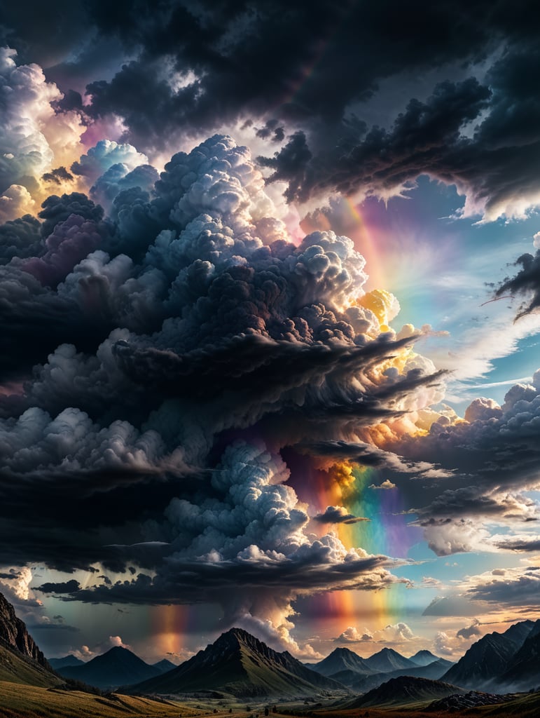 rainbow clouds, cinemtic, realistic, octane