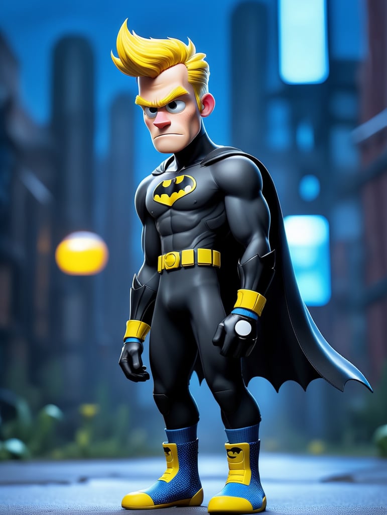 Bart simpson on batman suit wearing futuristic socks