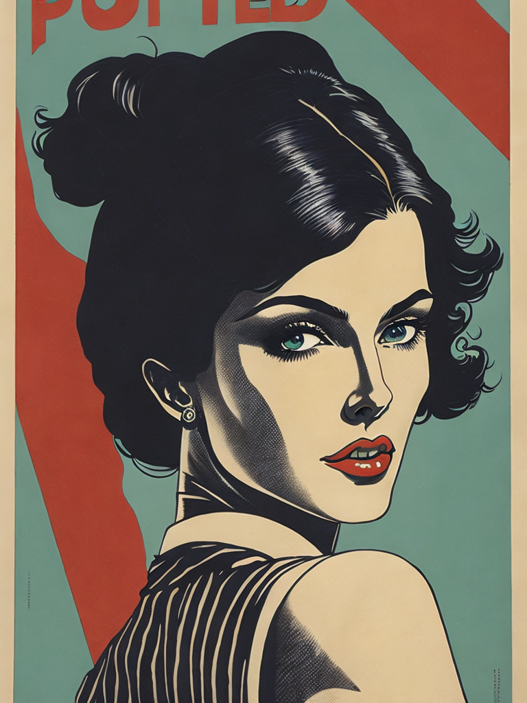 This artwork of a girl by George Wilson is an eye-catching poster-style drawing and illustration representing the iconic pulp style.