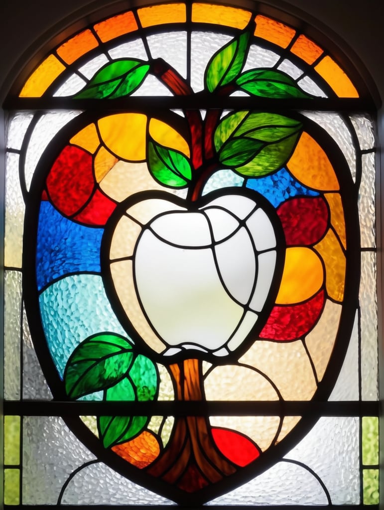 Colorful stained window apple