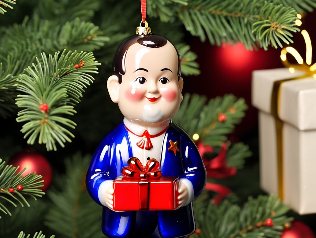 small glass glass figure holding gift box, Christmas toy for the Christmas tree