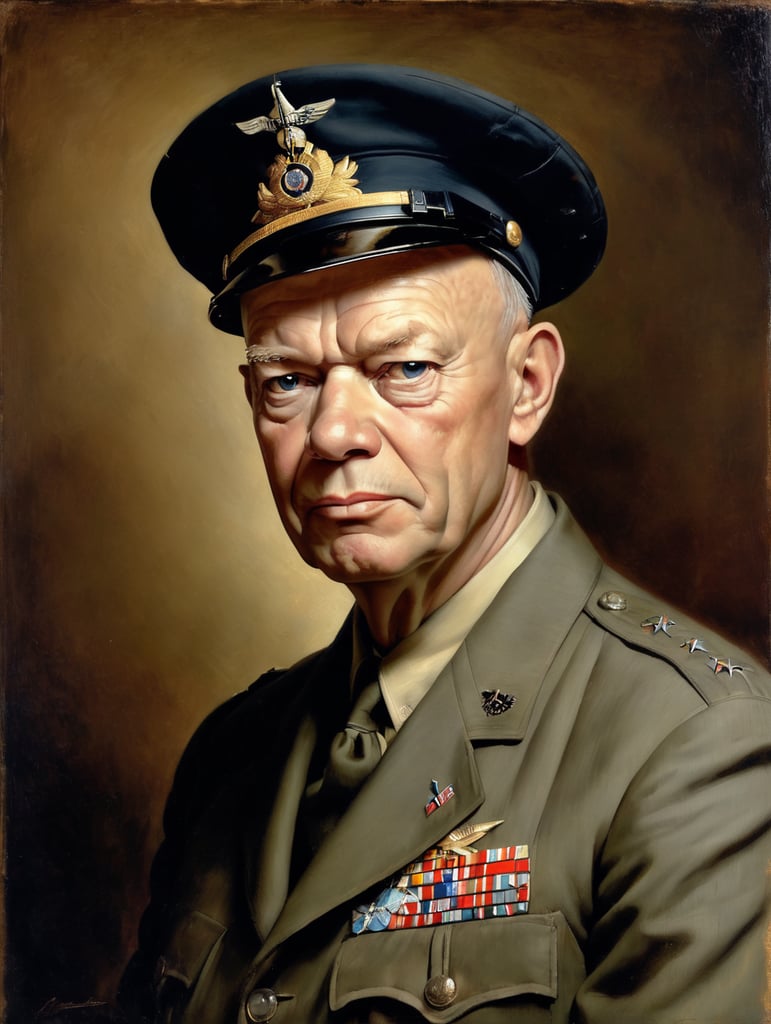 Premium Free ai Images | portrait of dwight eisenhower by rembrandt ...