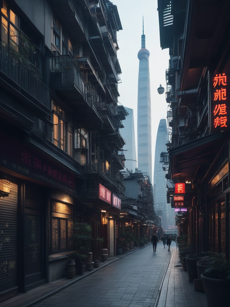 shanghai street, megacity