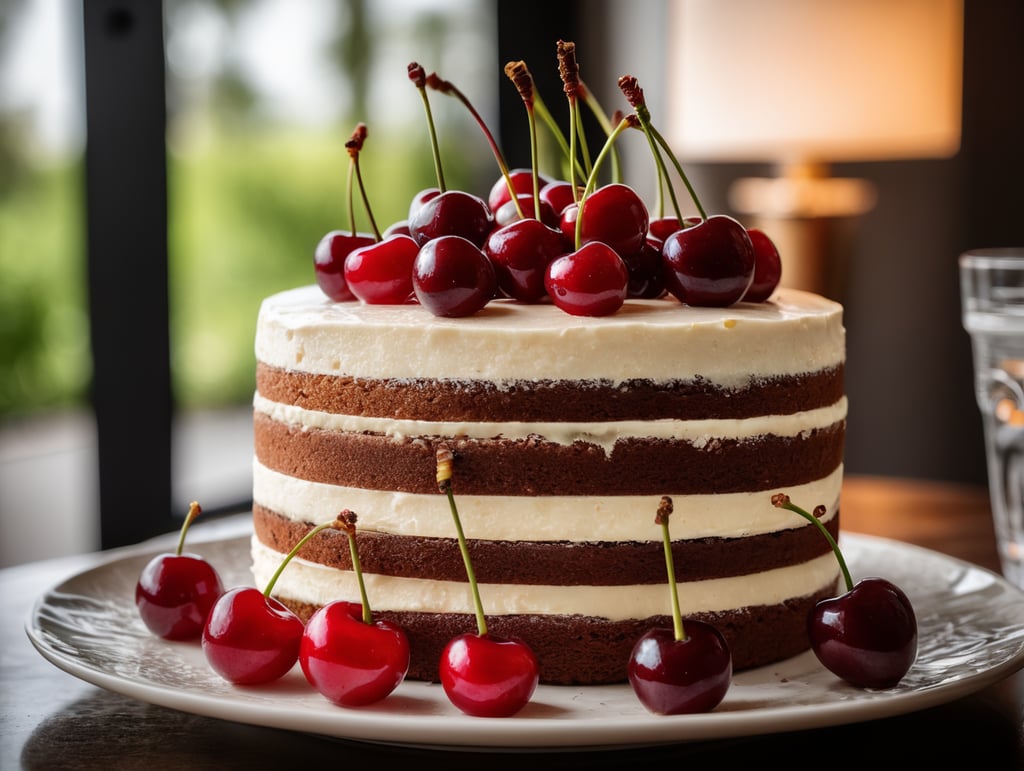 fine cake with one cherry